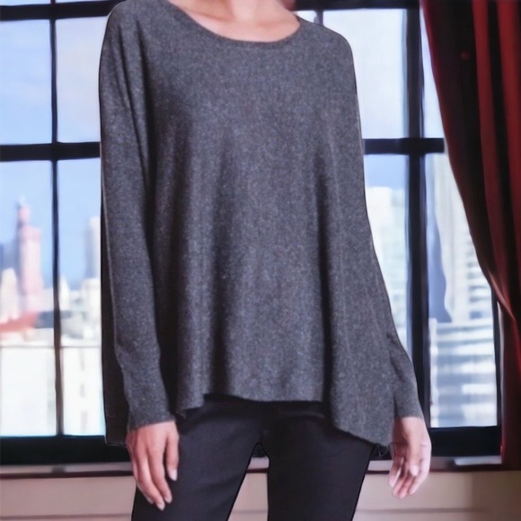 NWT $178 Eileen Fisher Wool + Silk Speckled Top XSmall 2 4 Gray Vintage Drapey